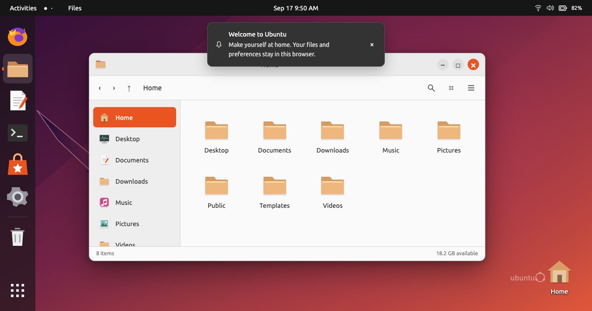 Screenshot of the Ubuntu demo